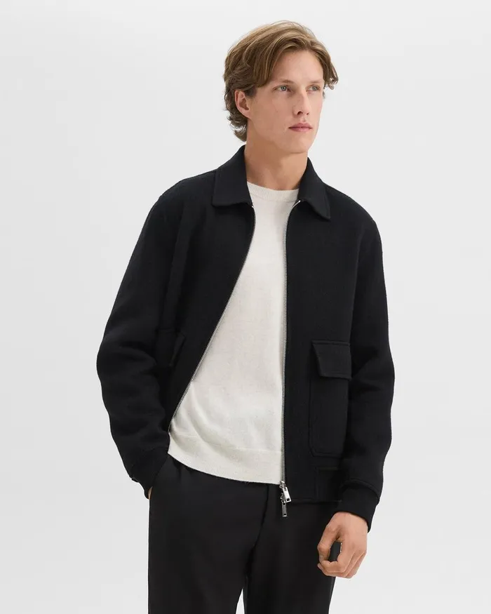 Men Outerwear Theory Sean Jacket In DoubleFace WoolCashmere Blackdk Charcoal Mel