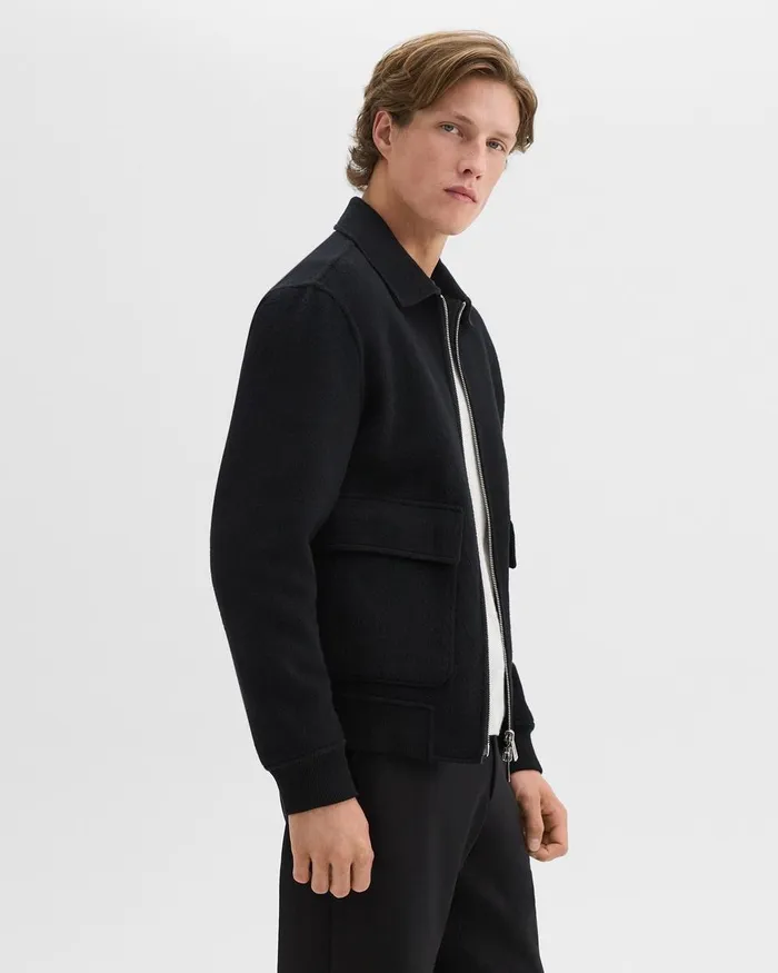 Men Outerwear Theory Sean Jacket In DoubleFace WoolCashmere Blackdk Charcoal Mel