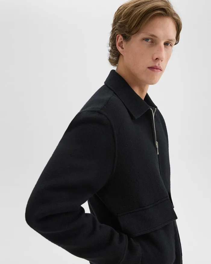Men Outerwear Theory Sean Jacket In DoubleFace WoolCashmere Blackdk Charcoal Mel