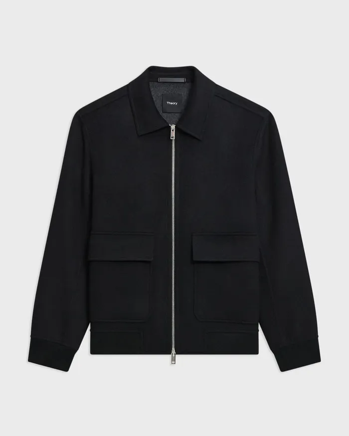 Men Outerwear Theory Sean Jacket In DoubleFace WoolCashmere Blackdk Charcoal Mel