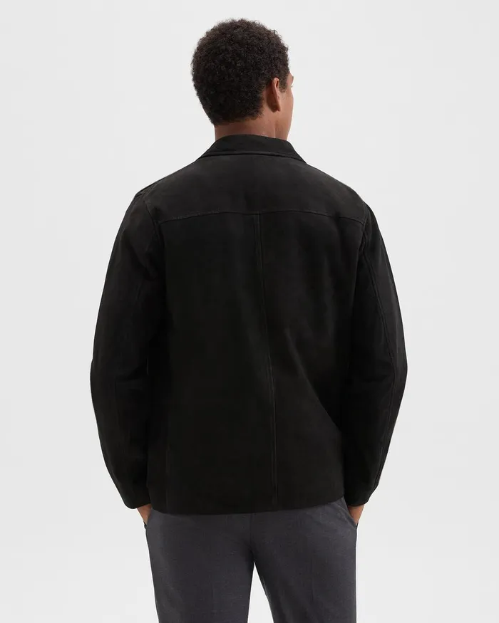 Men Outerwear Theory Straight Blazer In Suede Black
