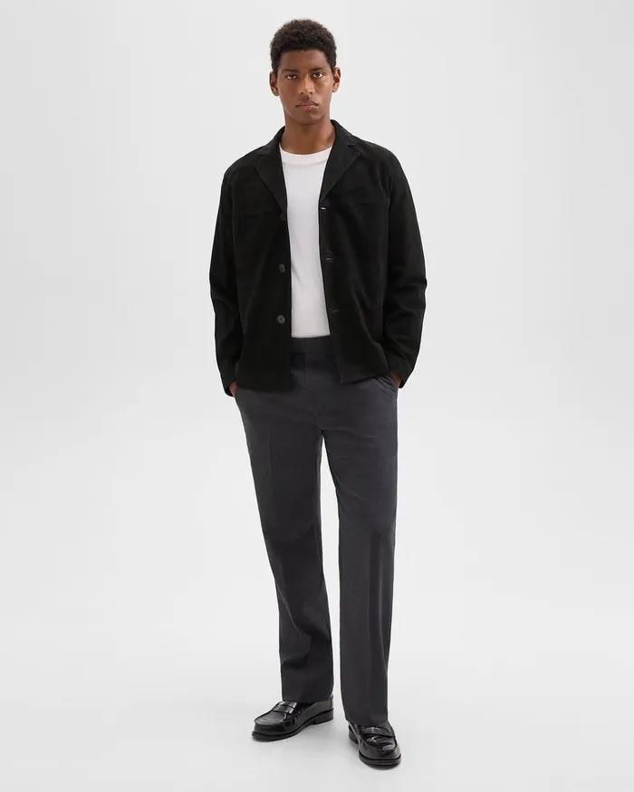Men Outerwear Theory Straight Blazer In Suede Black