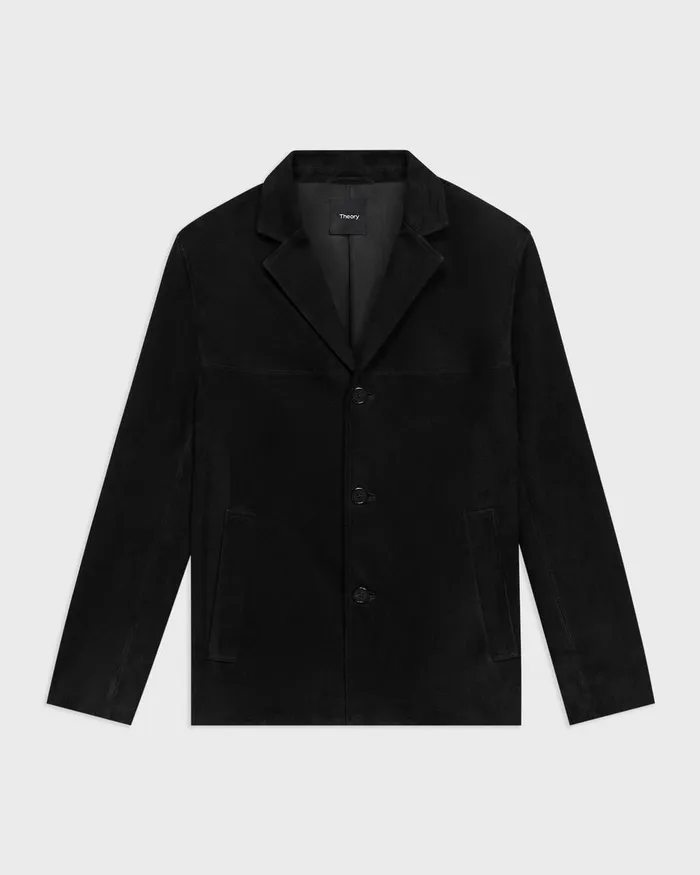 Men Outerwear Theory Straight Blazer In Suede Black