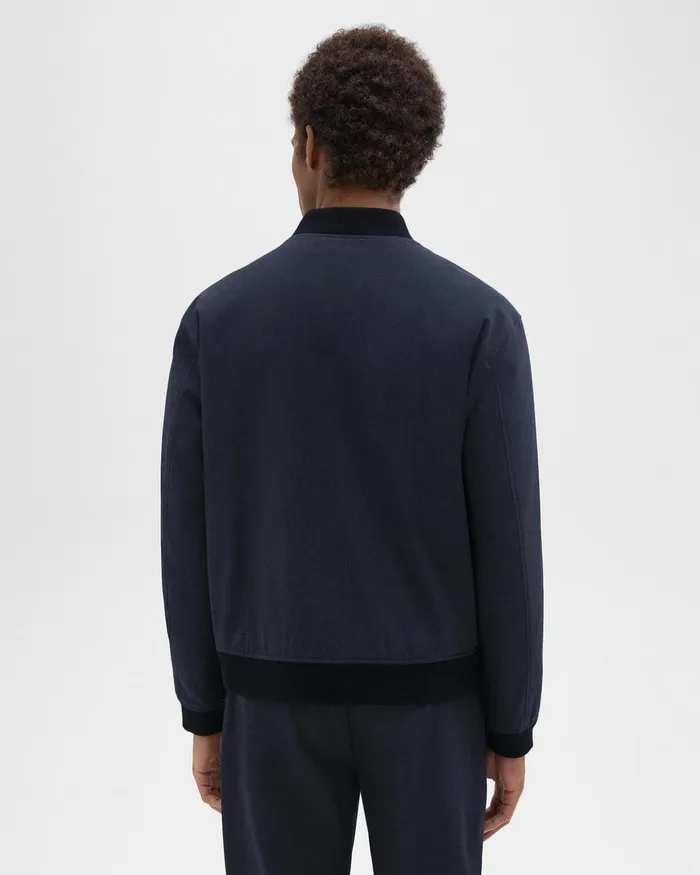 Men Outerwear Theory Tailored Bomber Jacket In Stretch Wool Navy