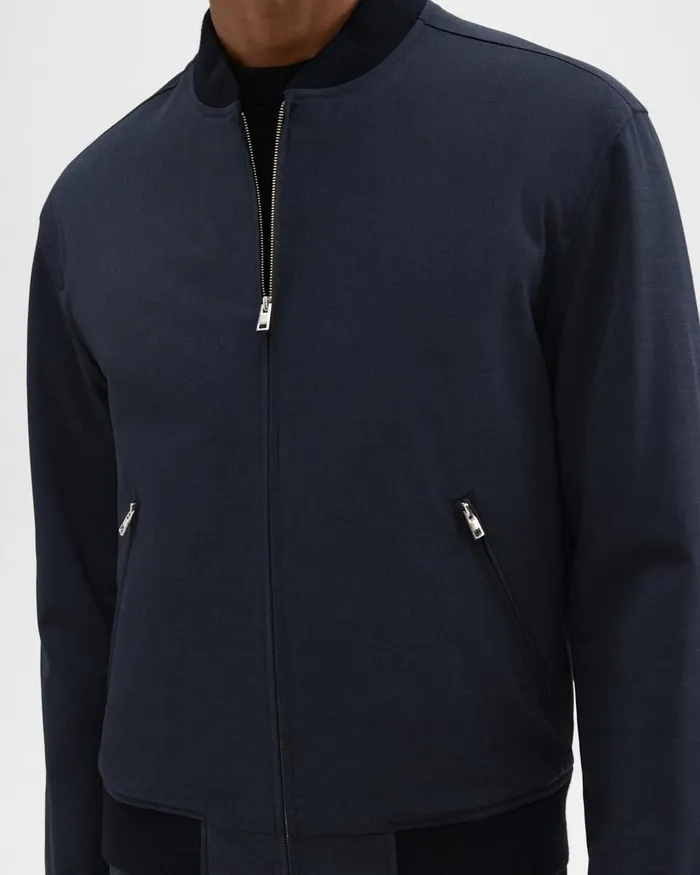 Men Outerwear Theory Tailored Bomber Jacket In Stretch Wool Navy