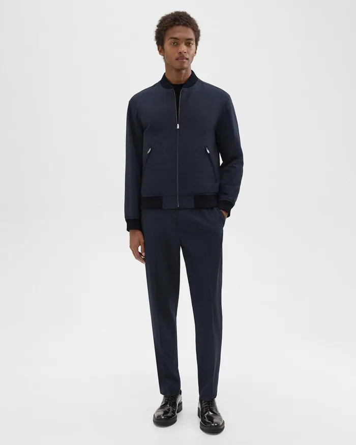 Men Outerwear Theory Tailored Bomber Jacket In Stretch Wool Navy
