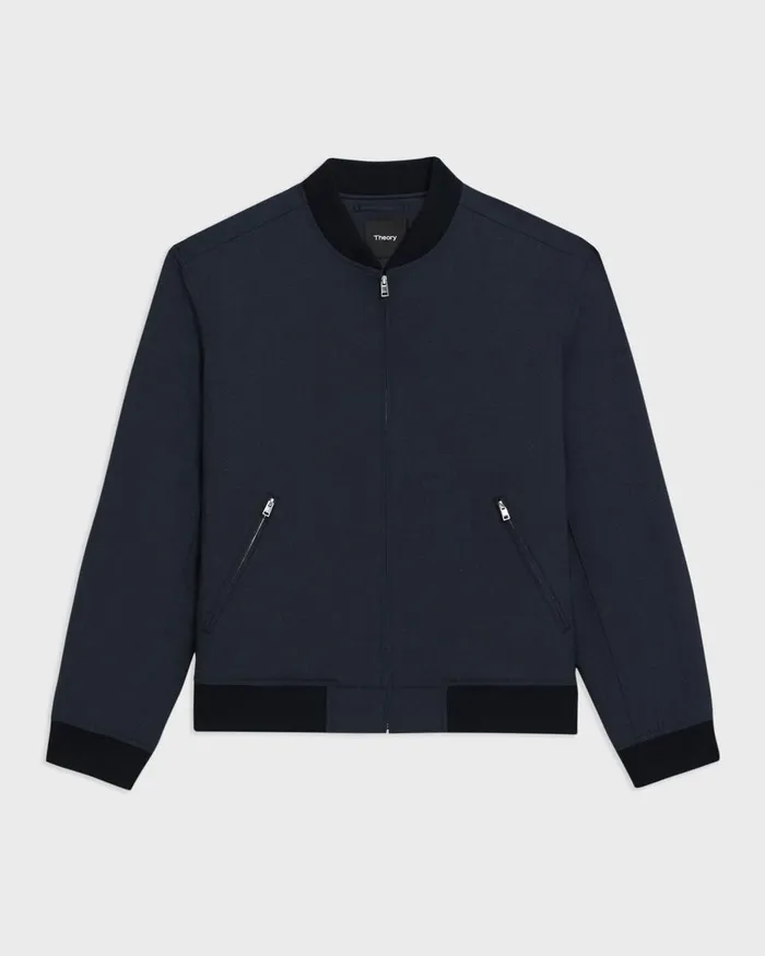 Men Outerwear Theory Tailored Bomber Jacket In Stretch Wool Navy