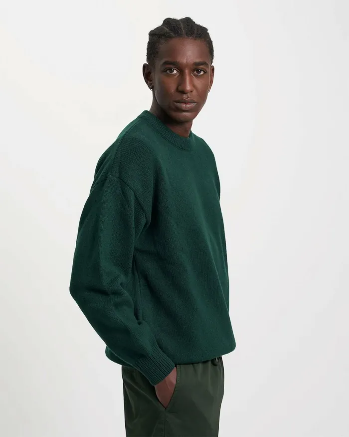 Men Oversized Merino Wool Crew Warm Taupe Colorful Standard Knit Sweaters