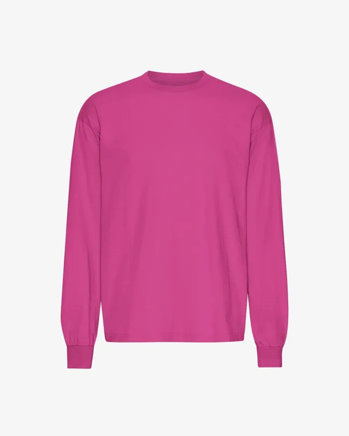 Men Oversized Organic LS TShirt Magenta Blaze Colorful Standard TShirts