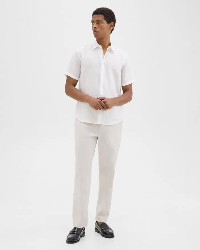 Men Pants Theory Curtis Drawstring Pant In Good Linen Sand