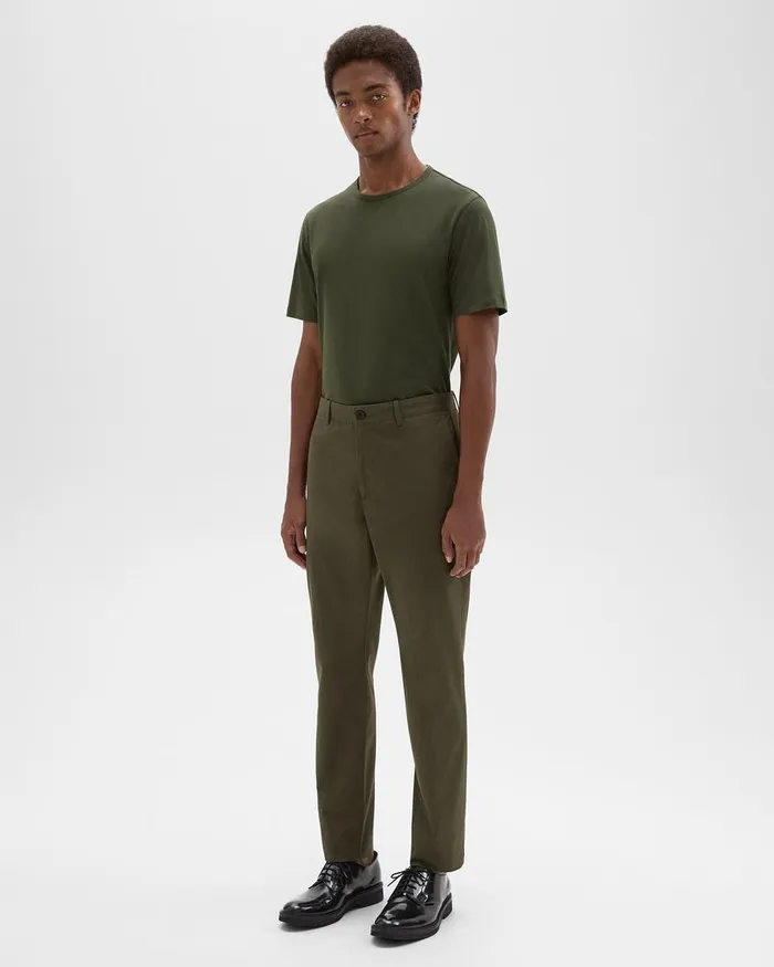 Men Pants Theory Zaine Pant In Organic Cotton Dark Olive