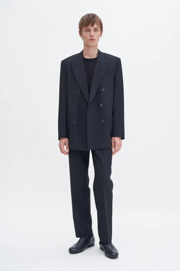 Men Patch Pocket Double Breasted Blazer Black Filippa K Suit Jackets
