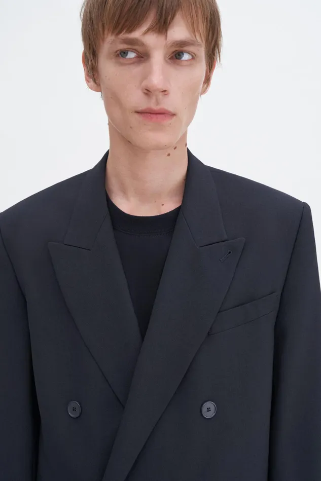 Men Patch Pocket Double Breasted Blazer Black Filippa K Suit Jackets