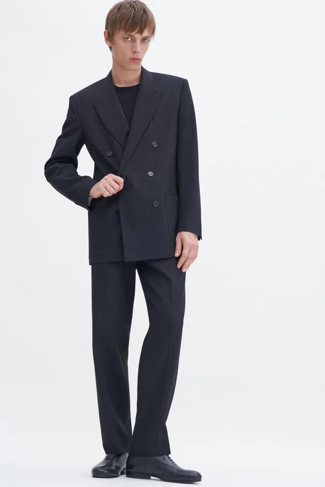 Men Patch Pocket Double Breasted Blazer Black Filippa K Suit Jackets