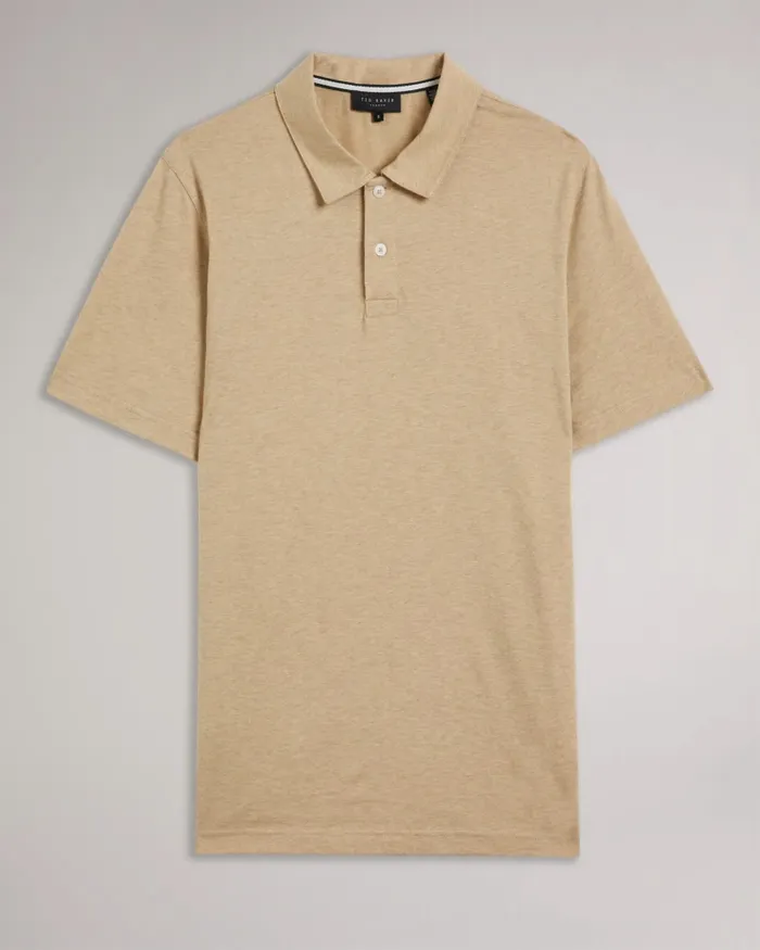 Men POLSDEN 8211 Short Sleeve Cashmere Blend Polo Shirt Camel Ted Baker Polo Shirts