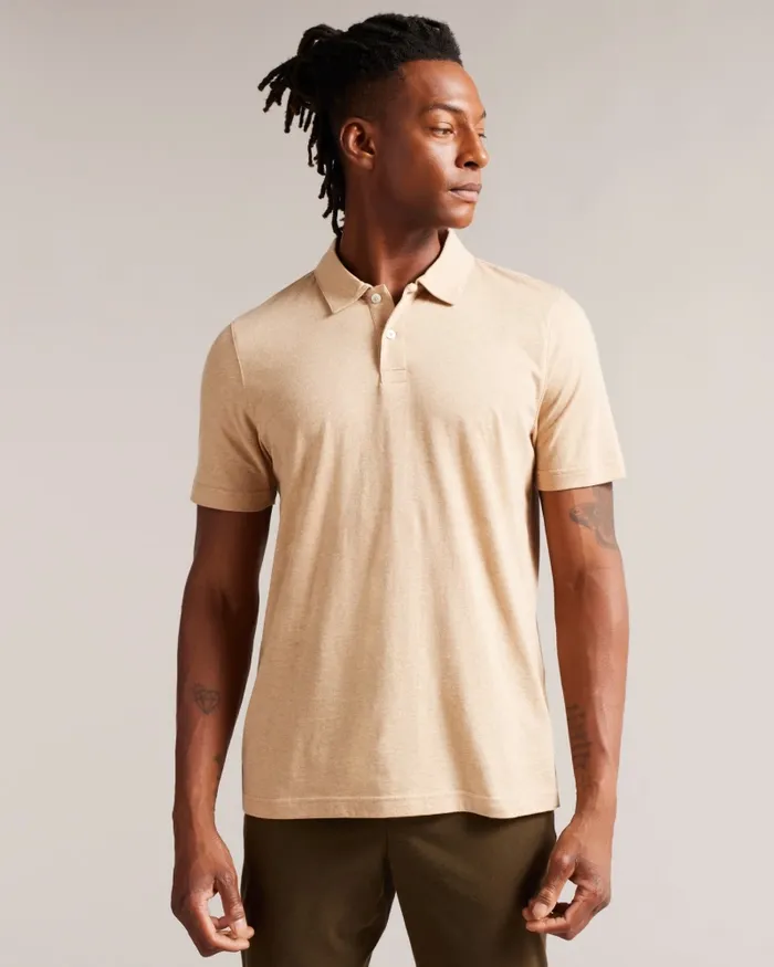 Men POLSDEN 8211 Short Sleeve Cashmere Blend Polo Shirt Camel Ted Baker Polo Shirts