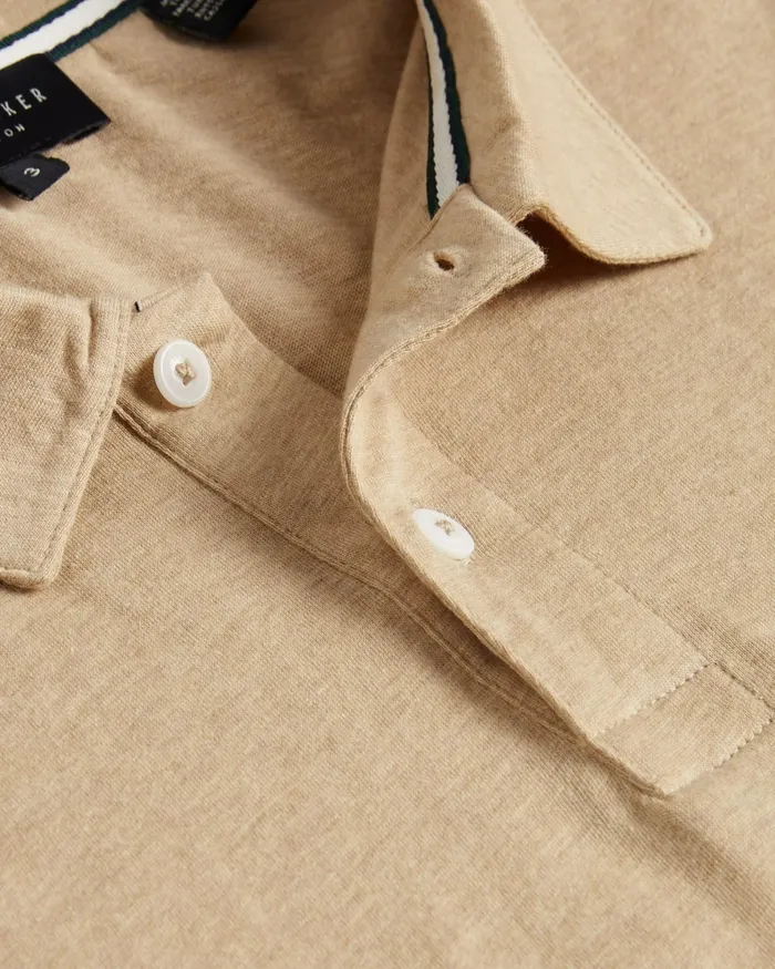 Men POLSDEN 8211 Short Sleeve Cashmere Blend Polo Shirt Camel Ted Baker Polo Shirts