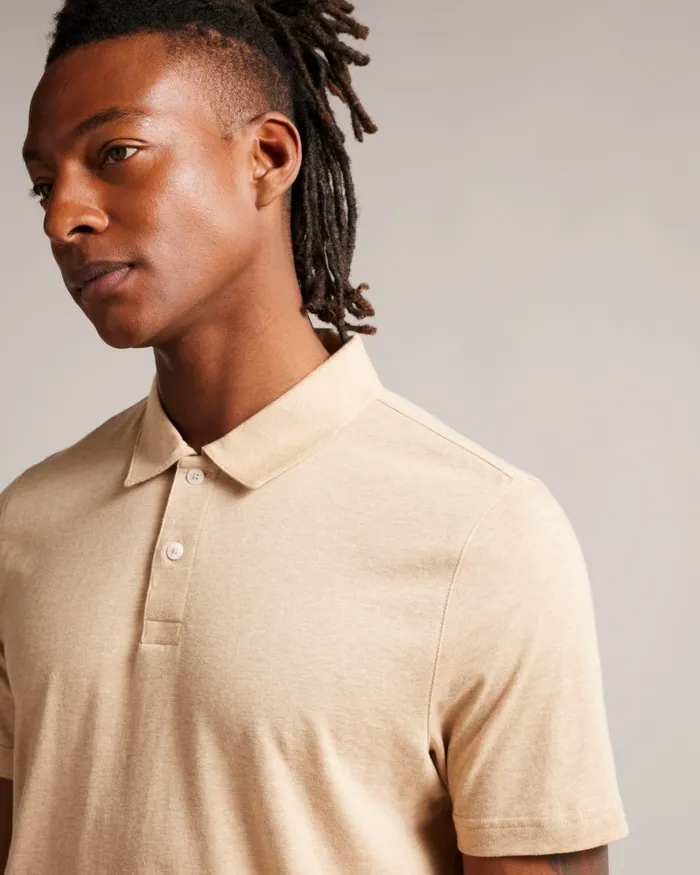 Men POLSDEN 8211 Short Sleeve Cashmere Blend Polo Shirt Camel Ted Baker Polo Shirts