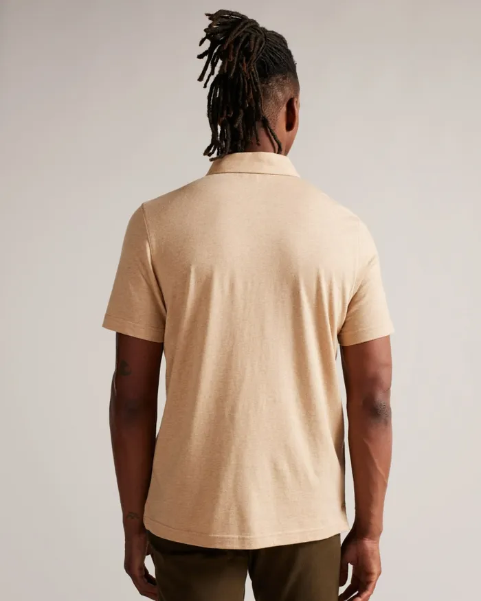 Men POLSDEN 8211 Short Sleeve Cashmere Blend Polo Shirt Camel Ted Baker Polo Shirts