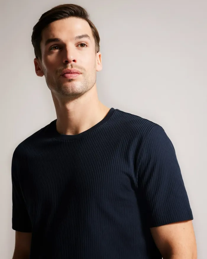 Men RAKES 8211 Textured Regular Fit TShirt Navy Ted Baker Tops