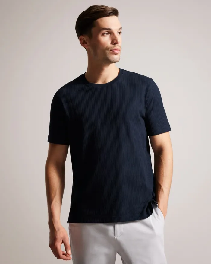 Men RAKES 8211 Textured Regular Fit TShirt Navy Ted Baker Tops