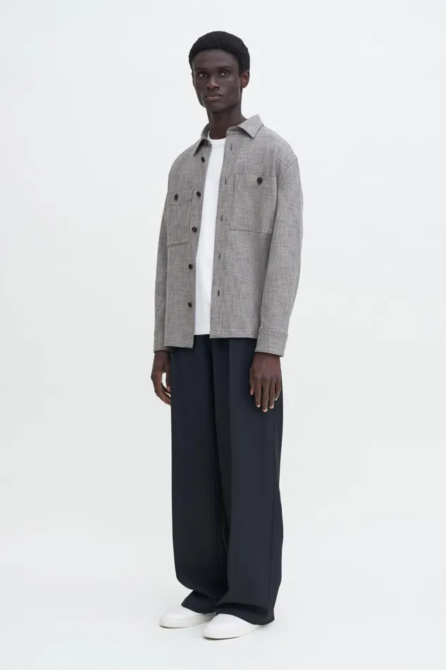 Men Relaxed Viscose Overshirt Ivoryblack Filippa K Overshirts