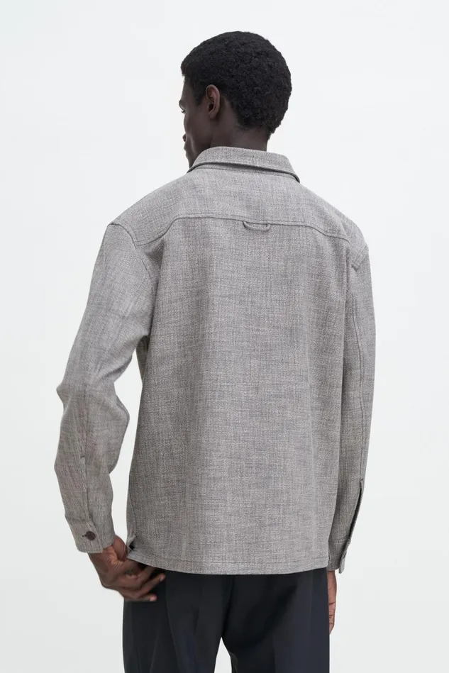 Men Relaxed Viscose Overshirt Ivoryblack Filippa K Overshirts