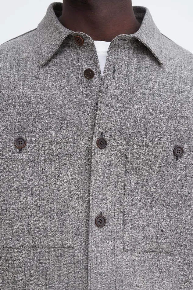 Men Relaxed Viscose Overshirt Ivoryblack Filippa K Overshirts