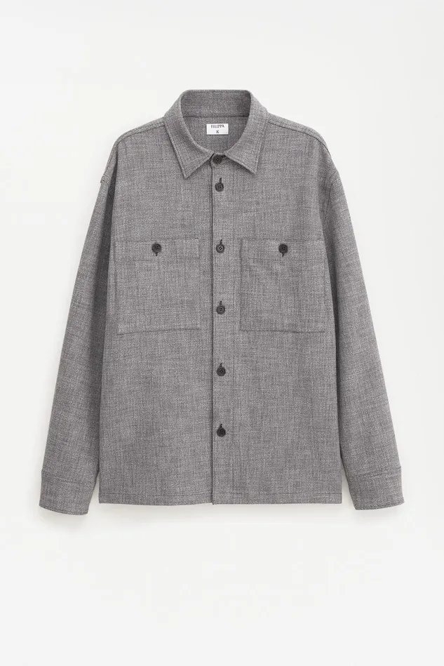 Men Relaxed Viscose Overshirt Ivoryblack Filippa K Overshirts