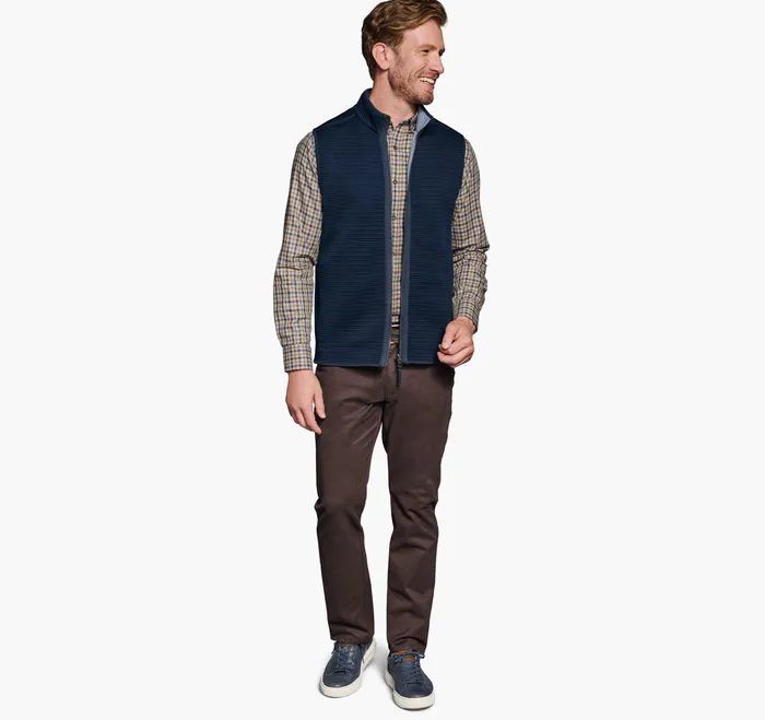 Men Reversible Channel Quilted Vest Light Blue HeatherNavy Coats Jackets and Vests Johnston and Murphy