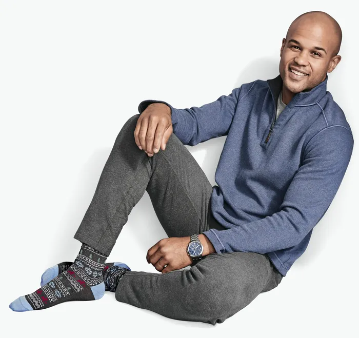 Men Reversible Solid QuarterZip BlueLight Gray Sweaters and Knits Johnston and Murphy