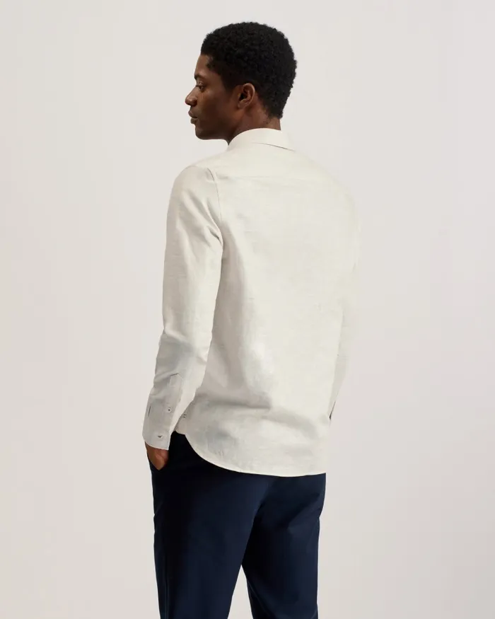 Men ROMEOS 8211 Long Sleeve Linen Cotton Shirt Stone Ted Baker Shirts Men ROMEOS 8211 Long Sleeve Linen Cotton Shirt Stone Ted Baker Shirts