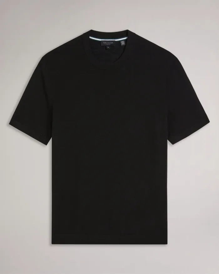 Men SENTI 8211 Short Sleeve Knitted TShirt Black Ted Baker Tops