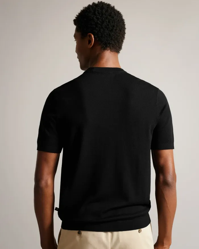 Men SENTI 8211 Short Sleeve Knitted TShirt Black Ted Baker Tops
