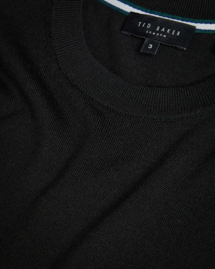 Men SENTI 8211 Short Sleeve Knitted TShirt Black Ted Baker Tops