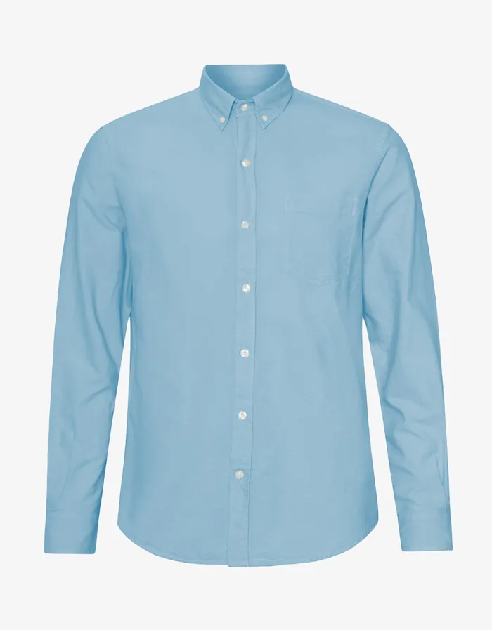 Men Shirts Colorfulstandard Organic Button Down Shirt 8211 Seaside Blue