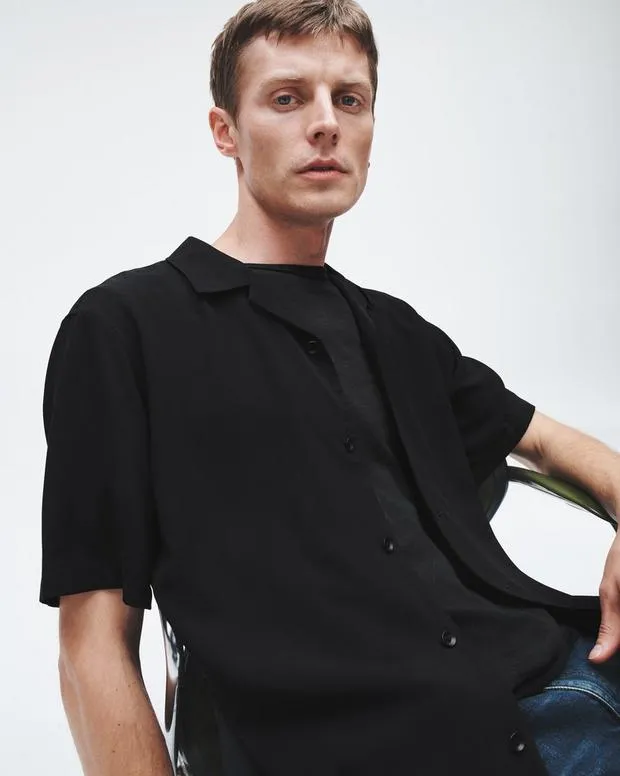 Men Shirts Rag and Bone Avery Viscose Shirt Black