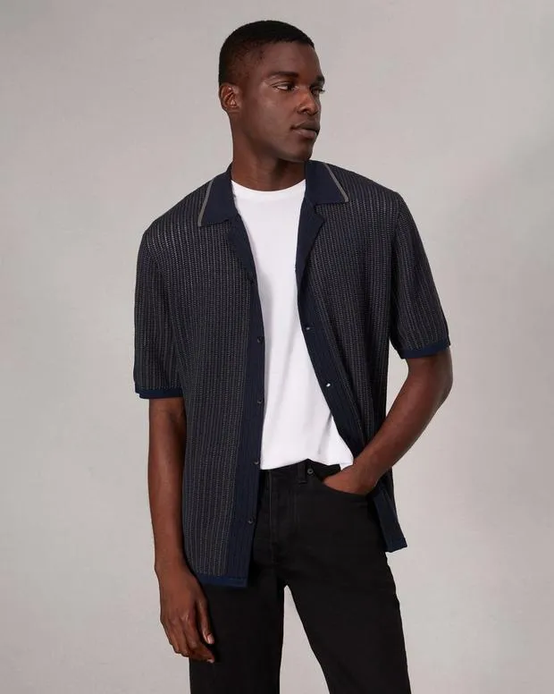 Men Shirts Rag and Bone Harvey Knit Camp Shirt Salute