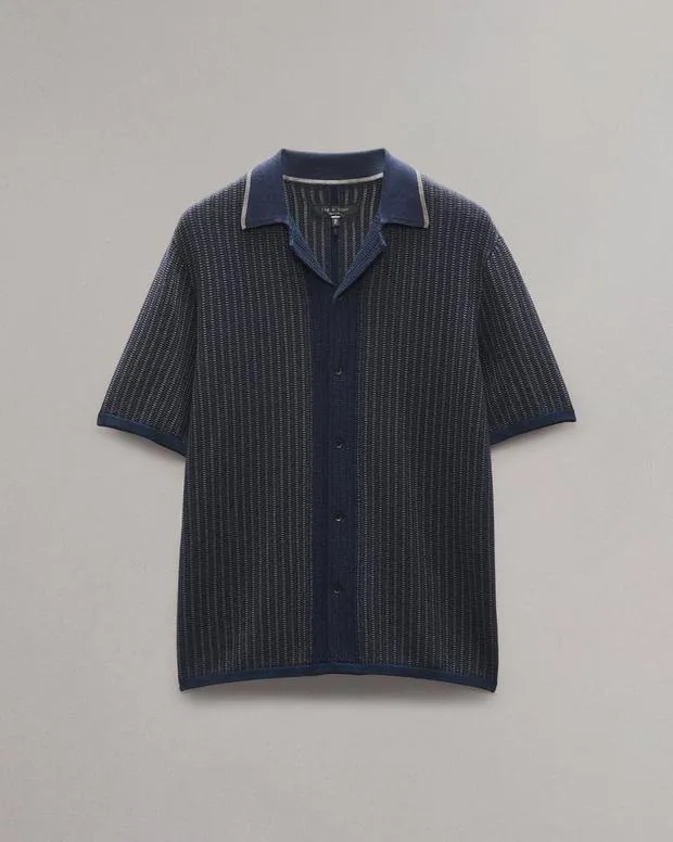 Men Shirts Rag and Bone Harvey Knit Camp Shirt Salute