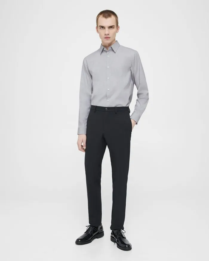 Men Shirts Theory Irving Shirt In Striped Cotton Blend Whitepestle