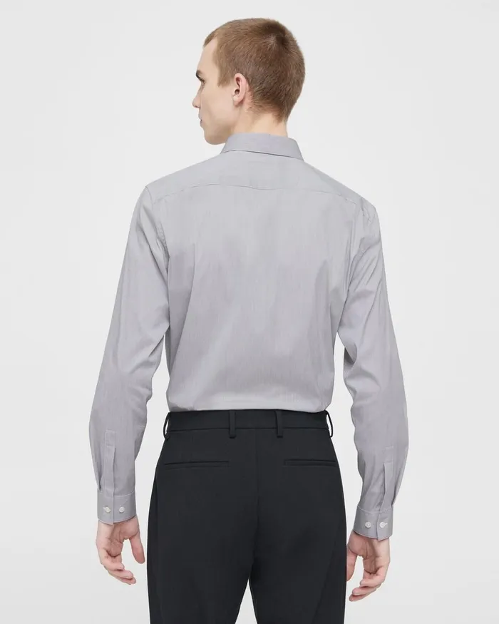 Men Shirts Theory Irving Shirt In Striped Cotton Blend Whitepestle