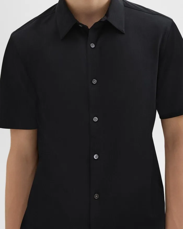 Men Shirts Theory Irving ShortSleeve Shirt In Structure Knit Black