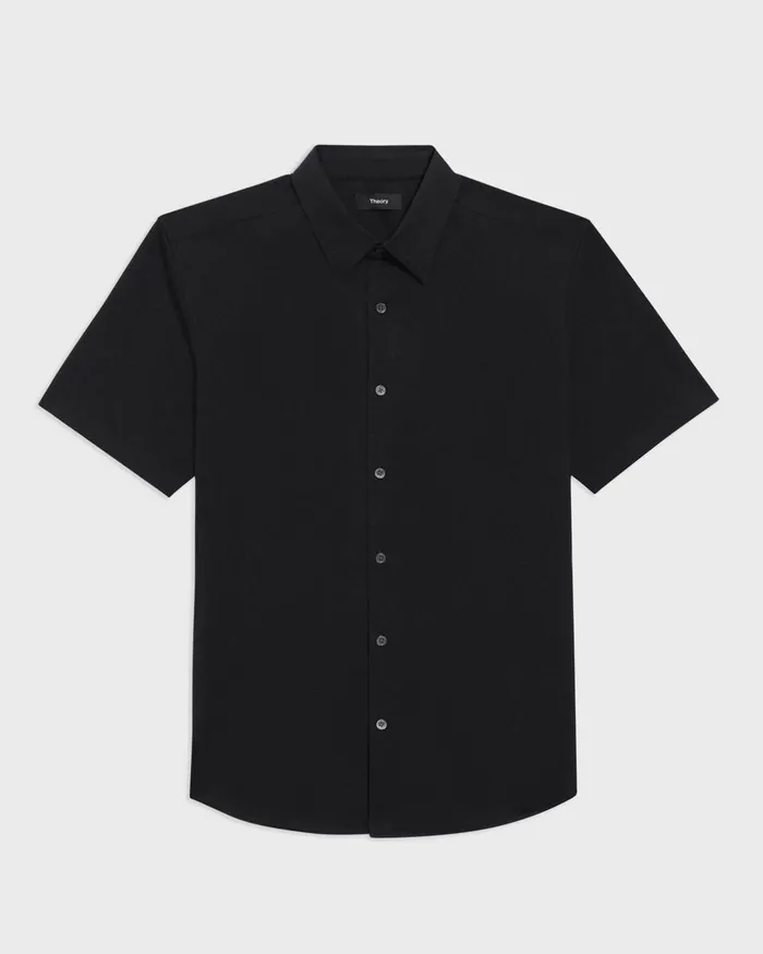 Men Shirts Theory Irving ShortSleeve Shirt In Structure Knit Black