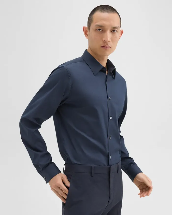 Men Shirts Theory Sylvain Shirt In Good Cotton Eclipse