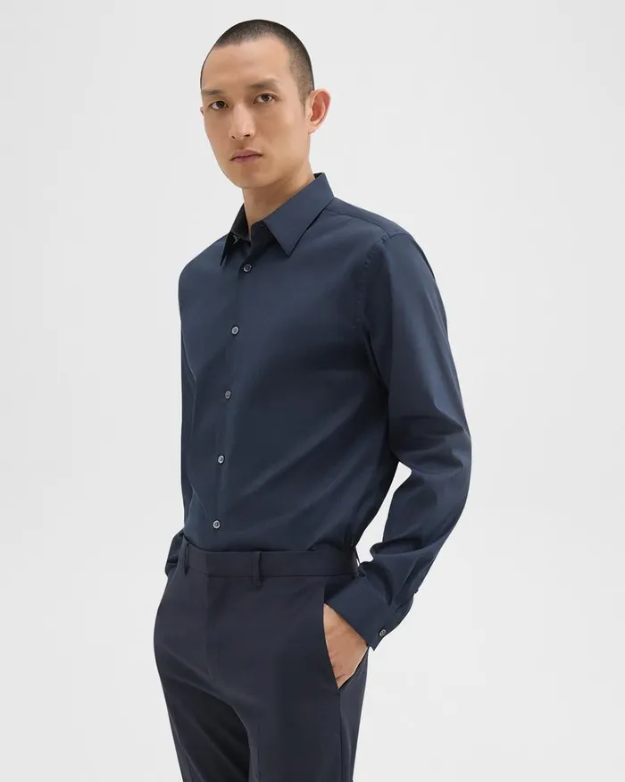 Men Shirts Theory Sylvain Shirt In Good Cotton Eclipse