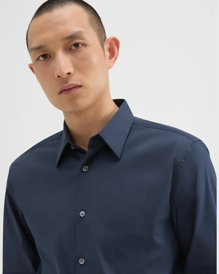 Men Shirts Theory Sylvain Shirt In Good Cotton Eclipse