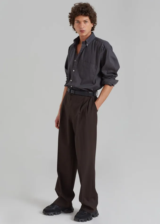 Men Sinclair Shirt 8211 Charcoal The Frankie Shop Tops
