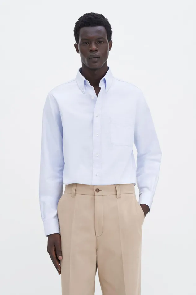 Men Slim Oxford Cotton Shirt Light Blue Filippa K Shirts