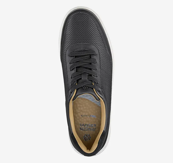 Men Sneakers Johnston and Murphy Dawson Perfed UThroat Black Full Grain