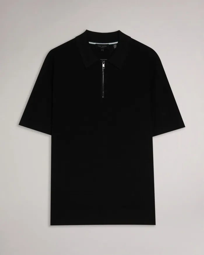 Men STREE 8211 Short Sleeve Textured Polo Shirt Black Ted Baker Jumpers and Knitwear